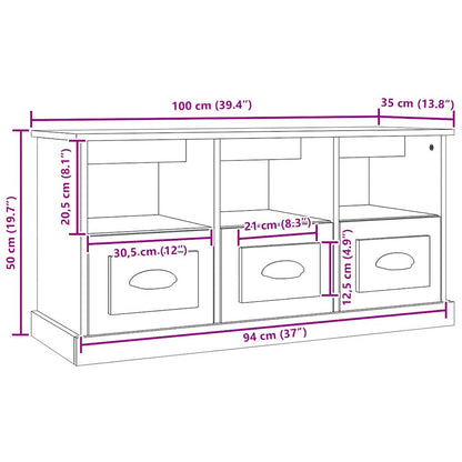 vidaXL TV-Schrank Hochglanz-Weiß 100x35x50 cm Holzwerkstoff