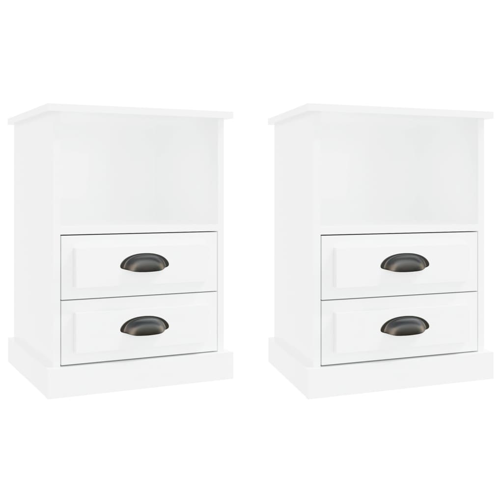 vidaXL Tables de chevet 2 pcs Blanc brillant 43x36x60 cm