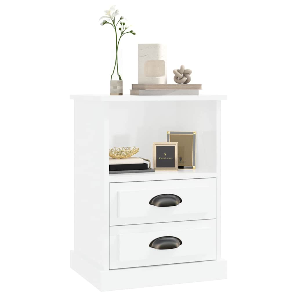 vidaXL Tables de chevet 2 pcs Blanc brillant 43x36x60 cm