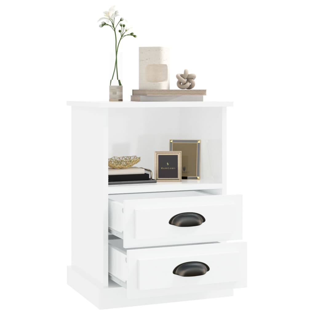 vidaXL Tables de chevet 2 pcs Blanc brillant 43x36x60 cm