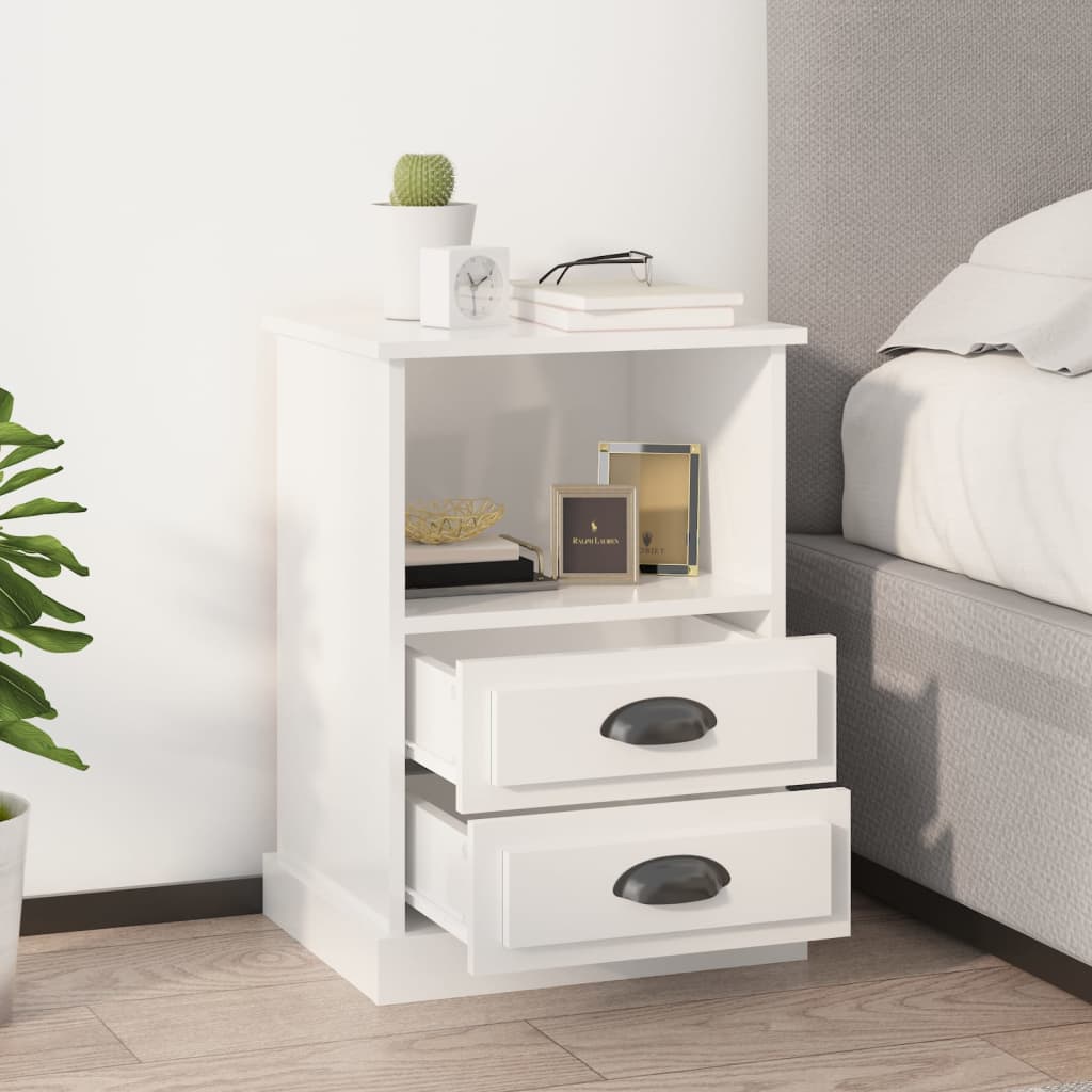 vidaXL Tables de chevet 2 pcs Blanc brillant 43x36x60 cm