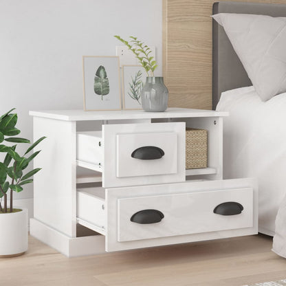 vidaXL Table de chevet blanc brillant 60x39x45 cm