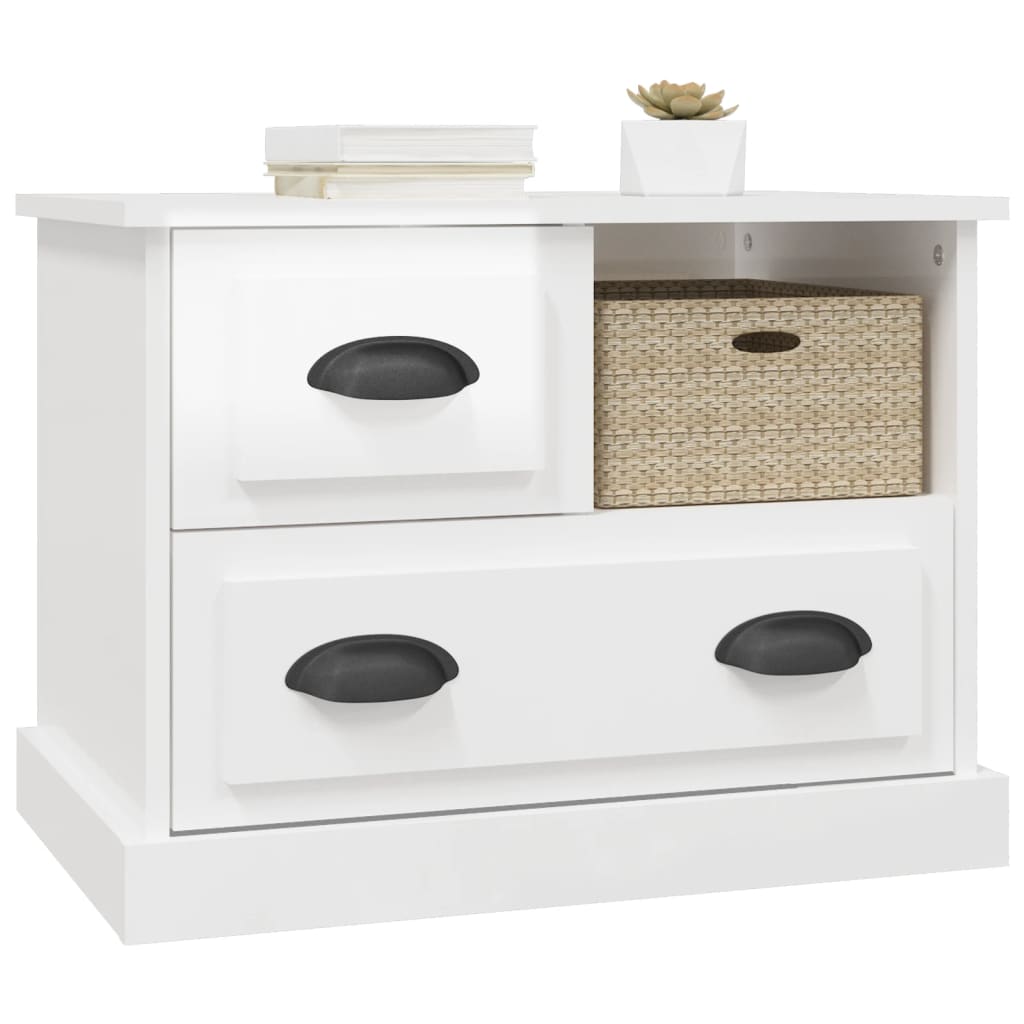 vidaXL Table de chevet blanc brillant 60x39x45 cm