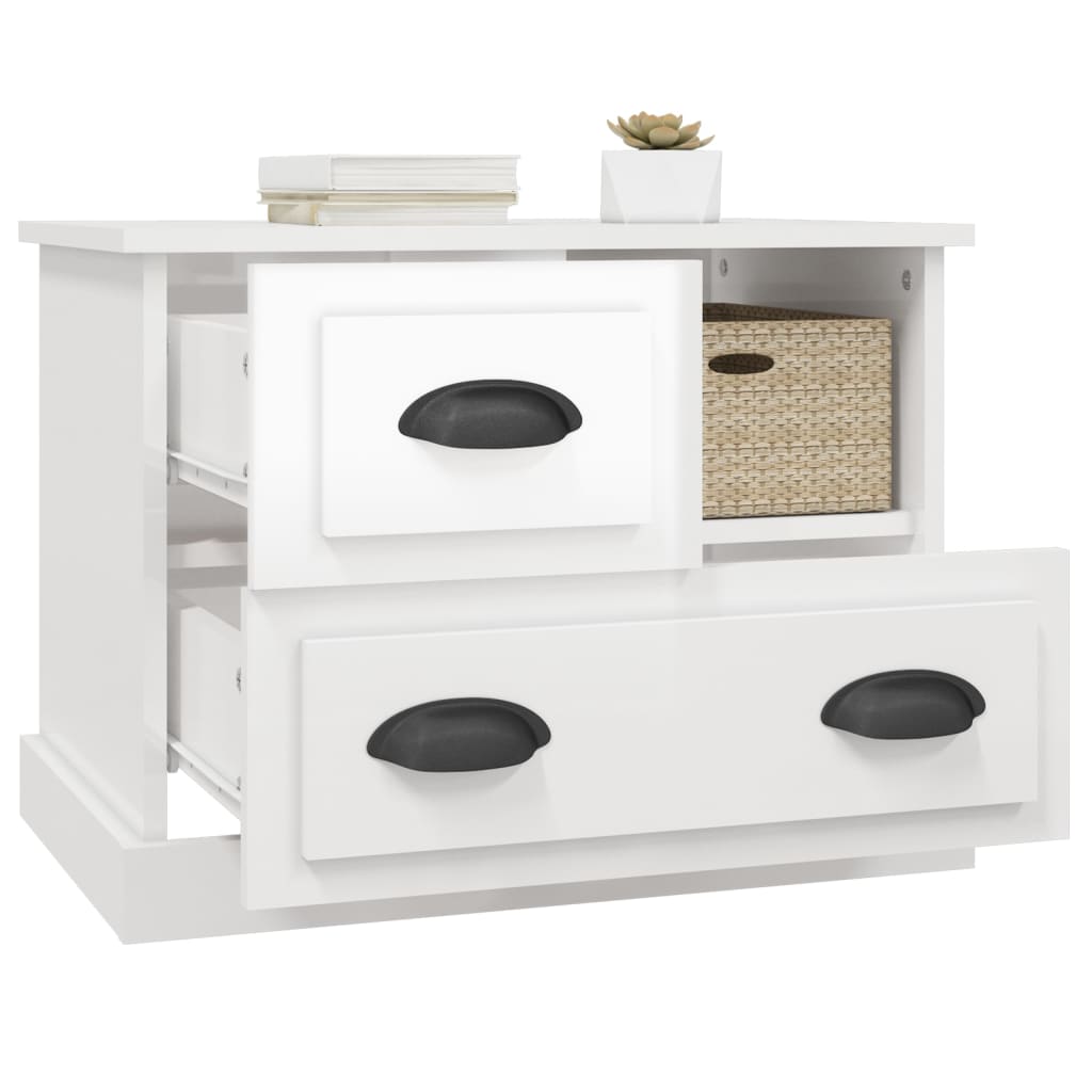 vidaXL Table de chevet blanc brillant 60x39x45 cm
