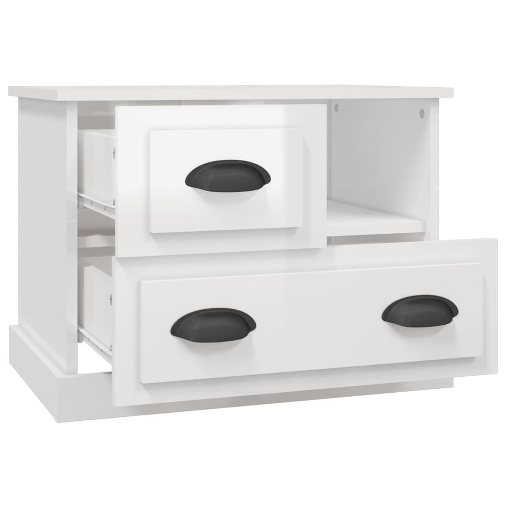 vidaXL Table de chevet blanc brillant 60x39x45 cm