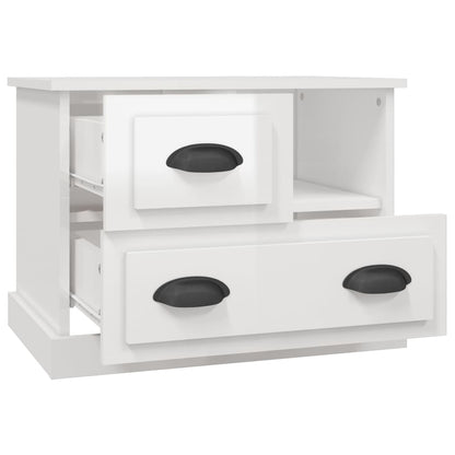 vidaXL Table de chevet blanc brillant 60x39x45 cm