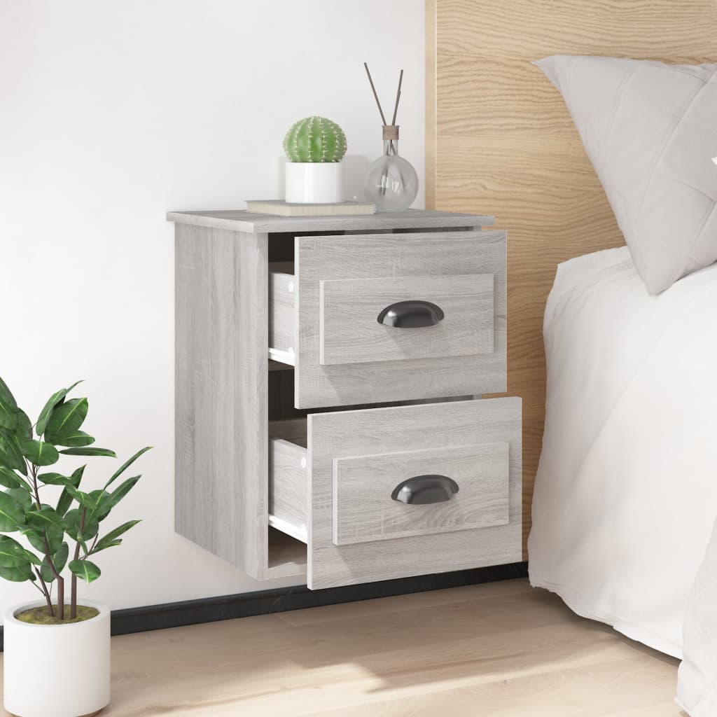 vidaXL Wand-Nachttische 2 Stk. Grau Sonoma 41,5x36x53 cm