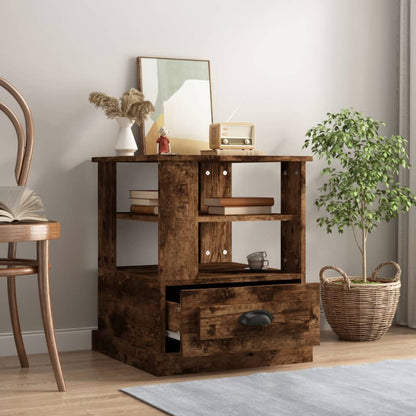 vidaXL Table d'appoint Chêne fumé 50x50x60 cm Bois d'ingénierie