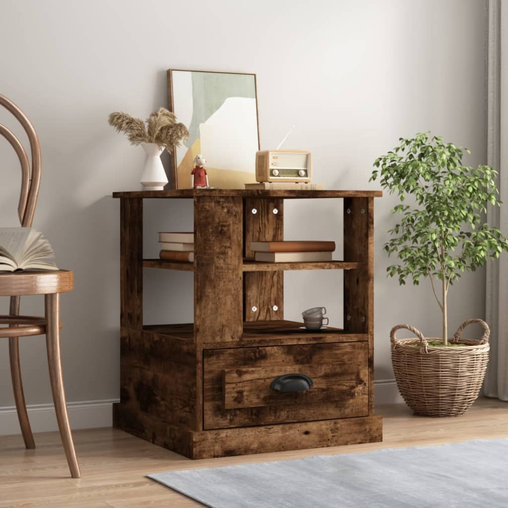 vidaXL Table d'appoint Chêne fumé 50x50x60 cm Bois d'ingénierie