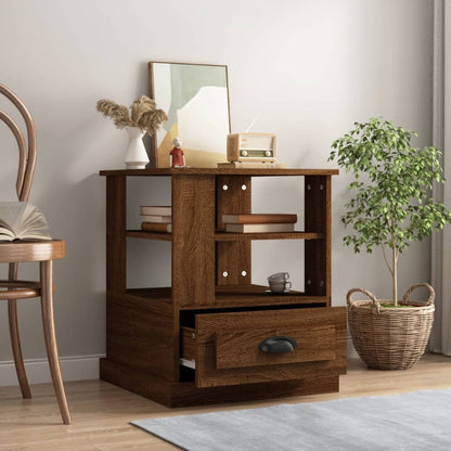 vidaXL Table d'appoint Marron aspect chêne 50x50x60 cm Bois d'ingénierie