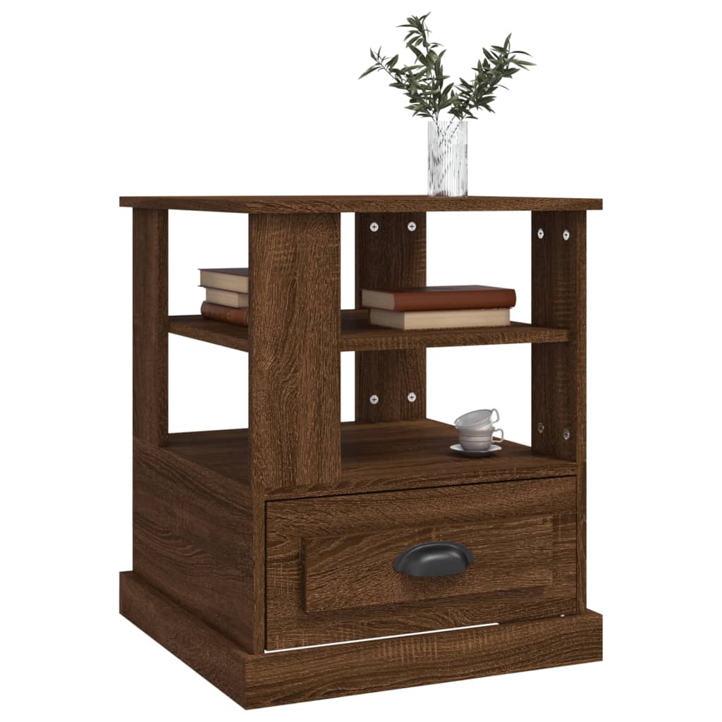 vidaXL Table d'appoint Marron aspect chêne 50x50x60 cm Bois d'ingénierie