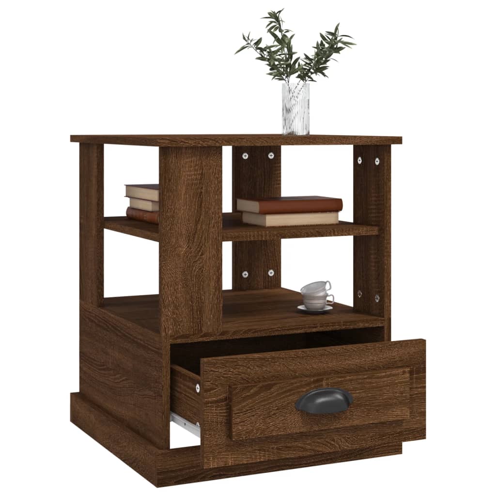vidaXL Table d'appoint Marron aspect chêne 50x50x60 cm Bois d'ingénierie