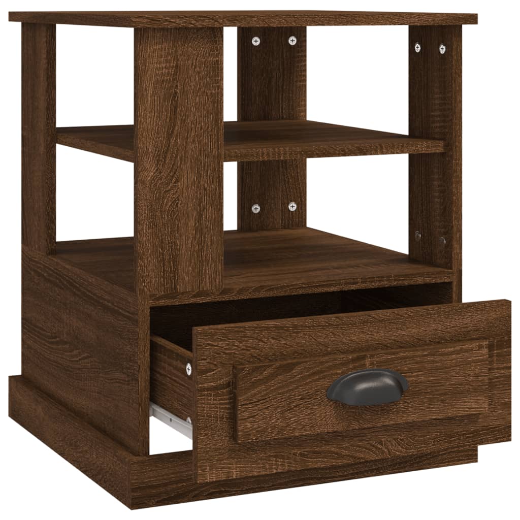 vidaXL Table d'appoint Marron aspect chêne 50x50x60 cm Bois d'ingénierie