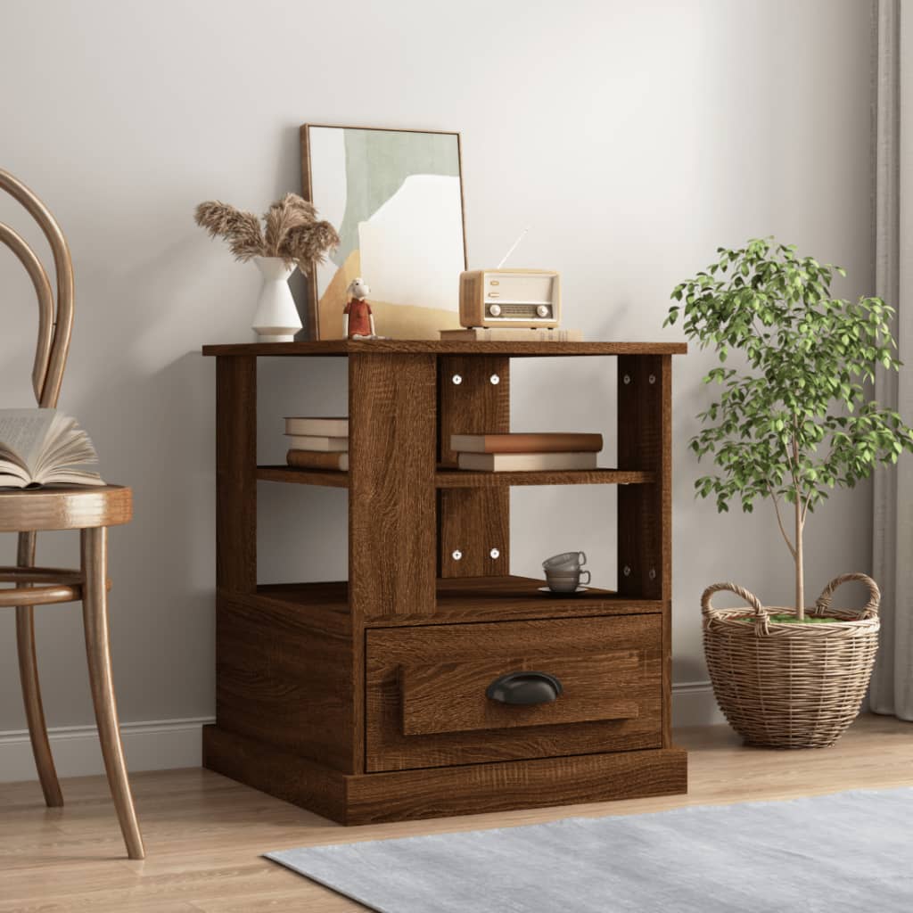 vidaXL Table d'appoint Marron aspect chêne 50x50x60 cm Bois d'ingénierie