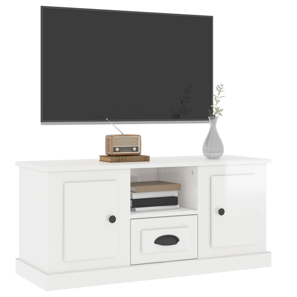 vidaXL TV-Schrank Hochglanz-Weiß 100x35,5x45 cm Holzwerkstoff
