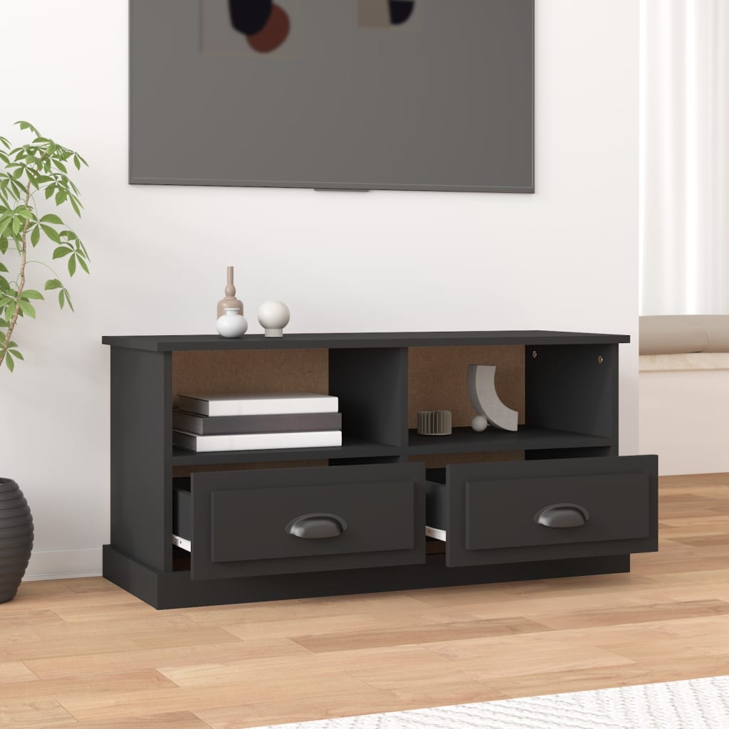 vidaXL Meuble TV Noir 93x35,5x45 cm Bois d'ingénierie