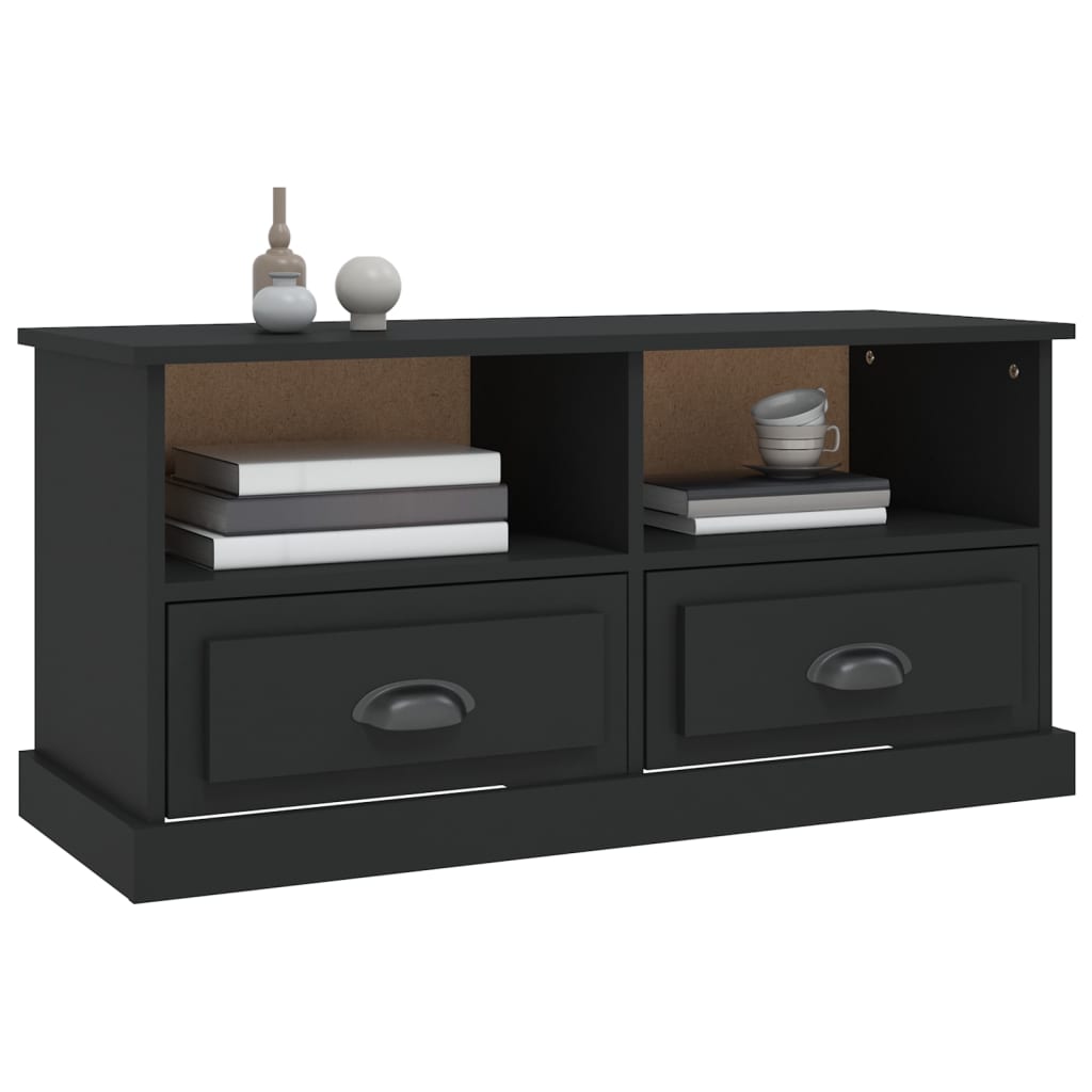 vidaXL Meuble TV Noir 93x35,5x45 cm Bois d'ingénierie