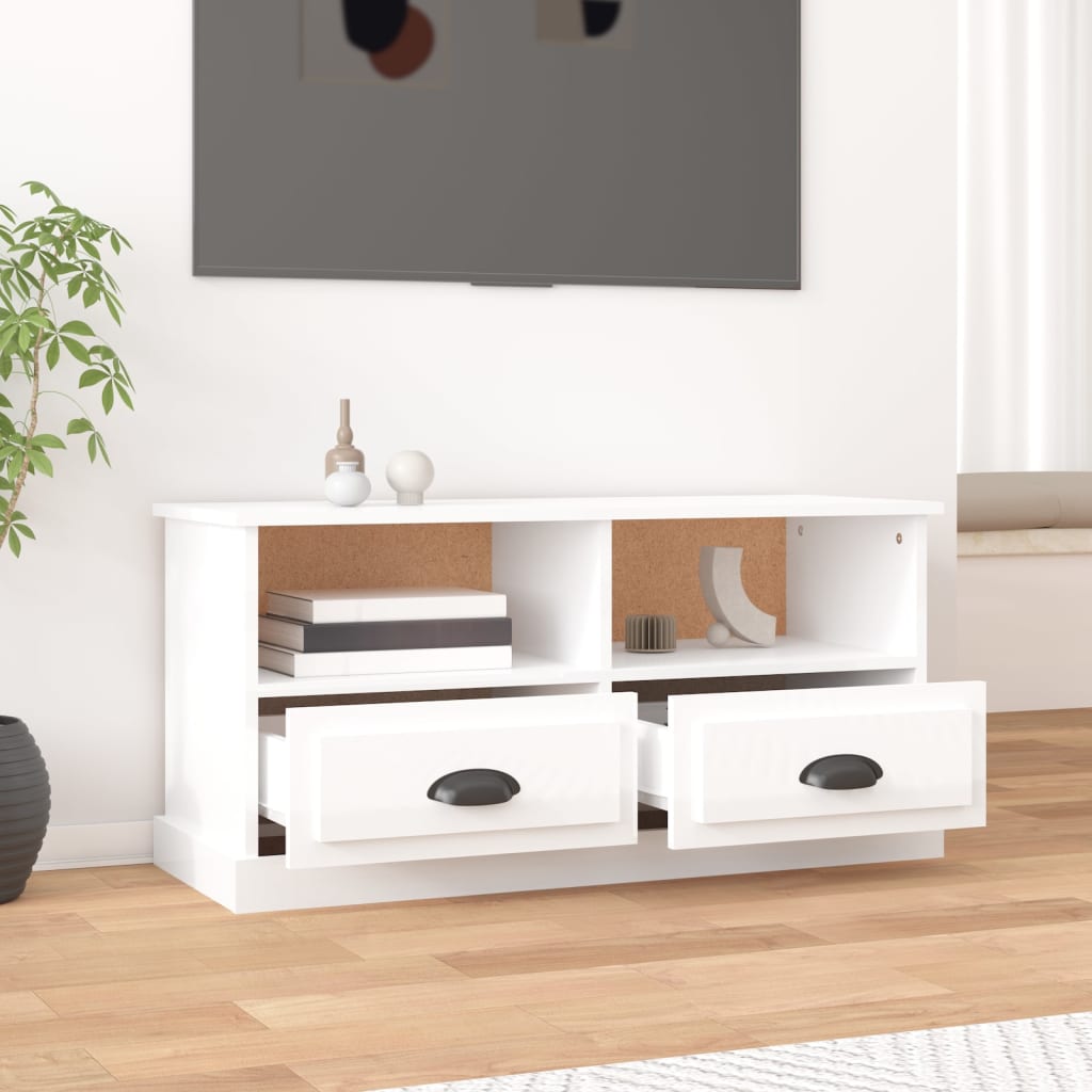 vidaXL TV-Schrank Hochglanz-Weiß 93x35,5x45 cm Holzwerkstoff
