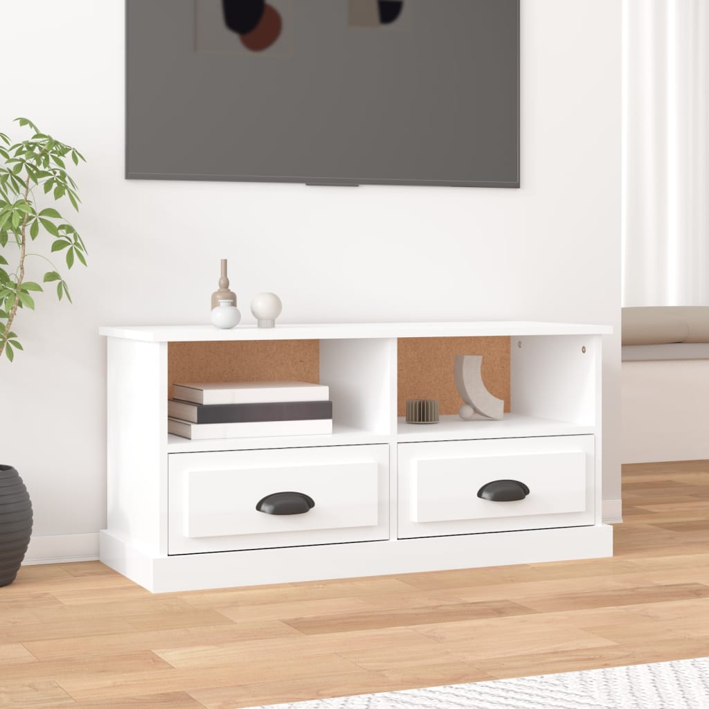 vidaXL TV-Schrank Hochglanz-Weiß 93x35,5x45 cm Holzwerkstoff