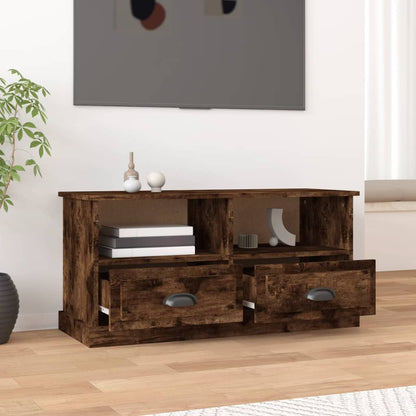 vidaXL Meuble TV chêne fumé 93x35,5x45 cm bois d'ingénierie