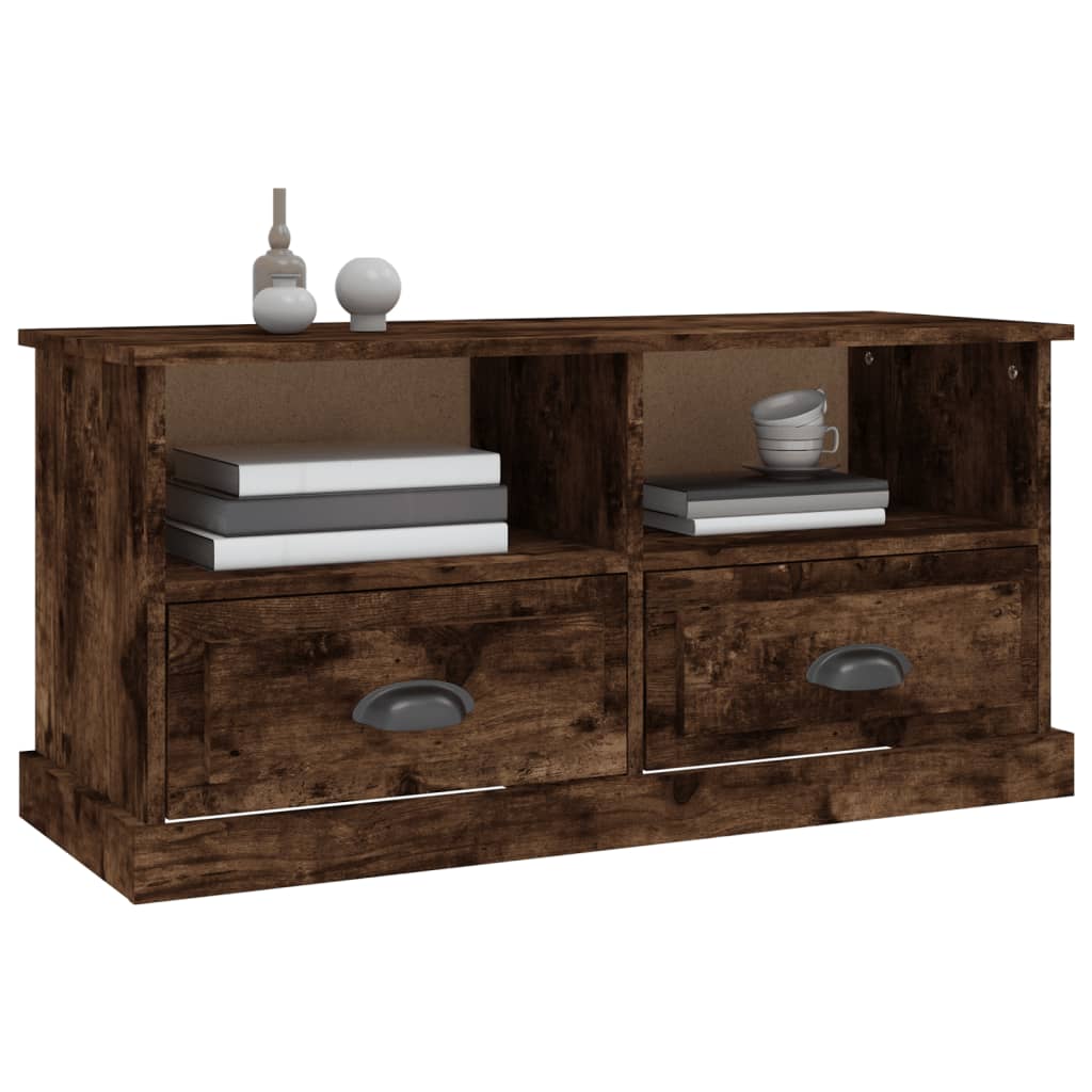 vidaXL Meuble TV chêne fumé 93x35,5x45 cm bois d'ingénierie