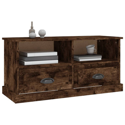 vidaXL Meuble TV chêne fumé 93x35,5x45 cm bois d'ingénierie