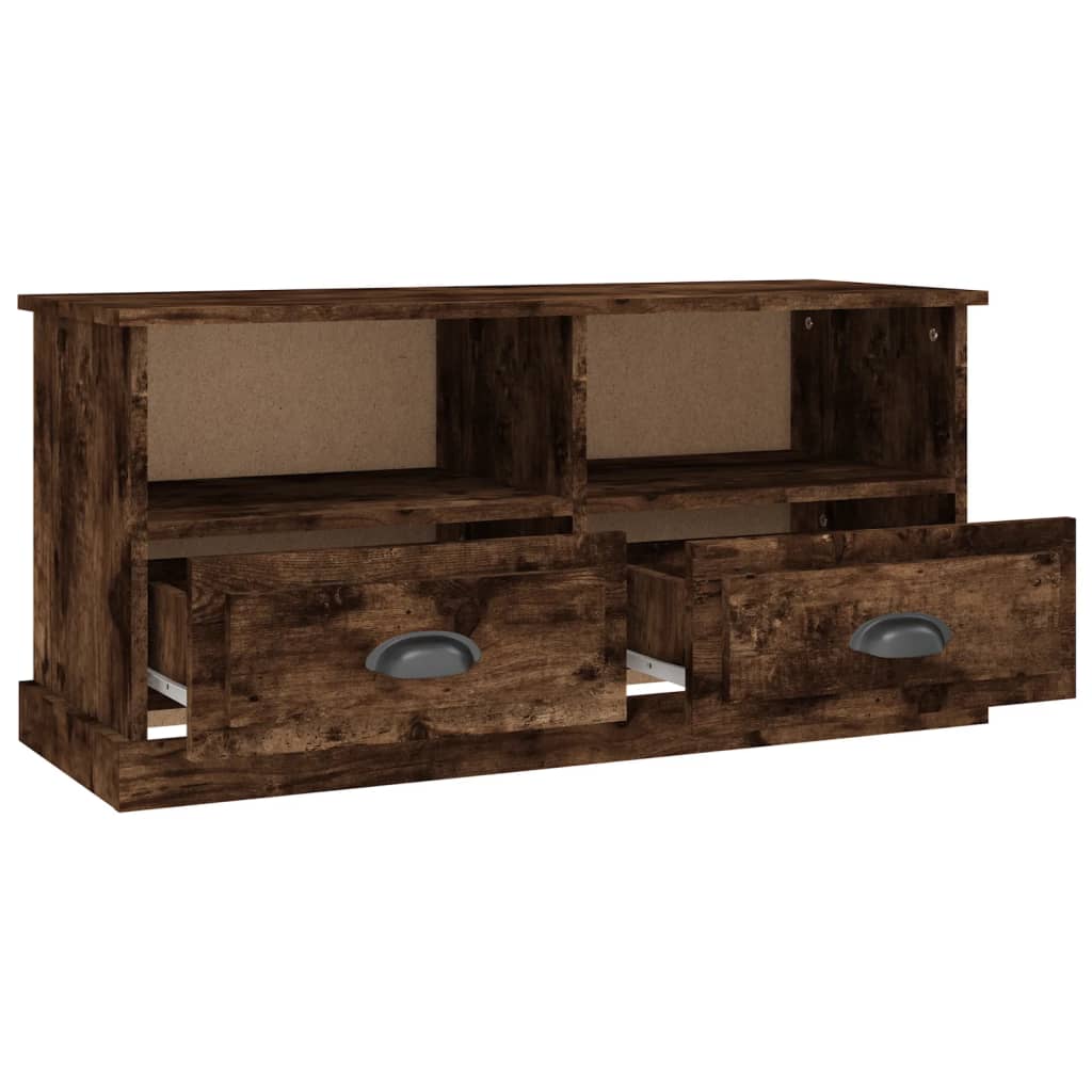 vidaXL Meuble TV chêne fumé 93x35,5x45 cm bois d'ingénierie
