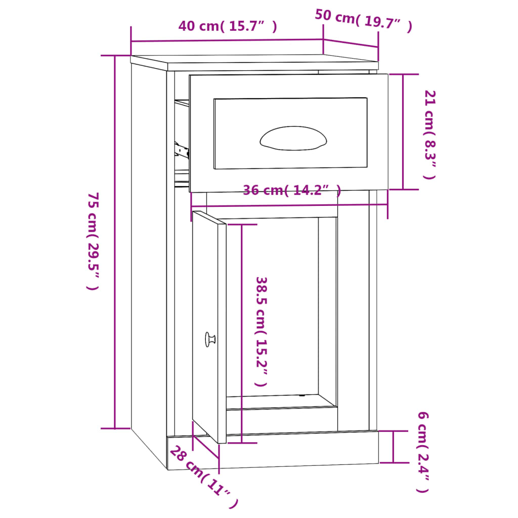 vidaXL Armoire de rangement avec tiroir Gris Sonoma 40x50x75 cm