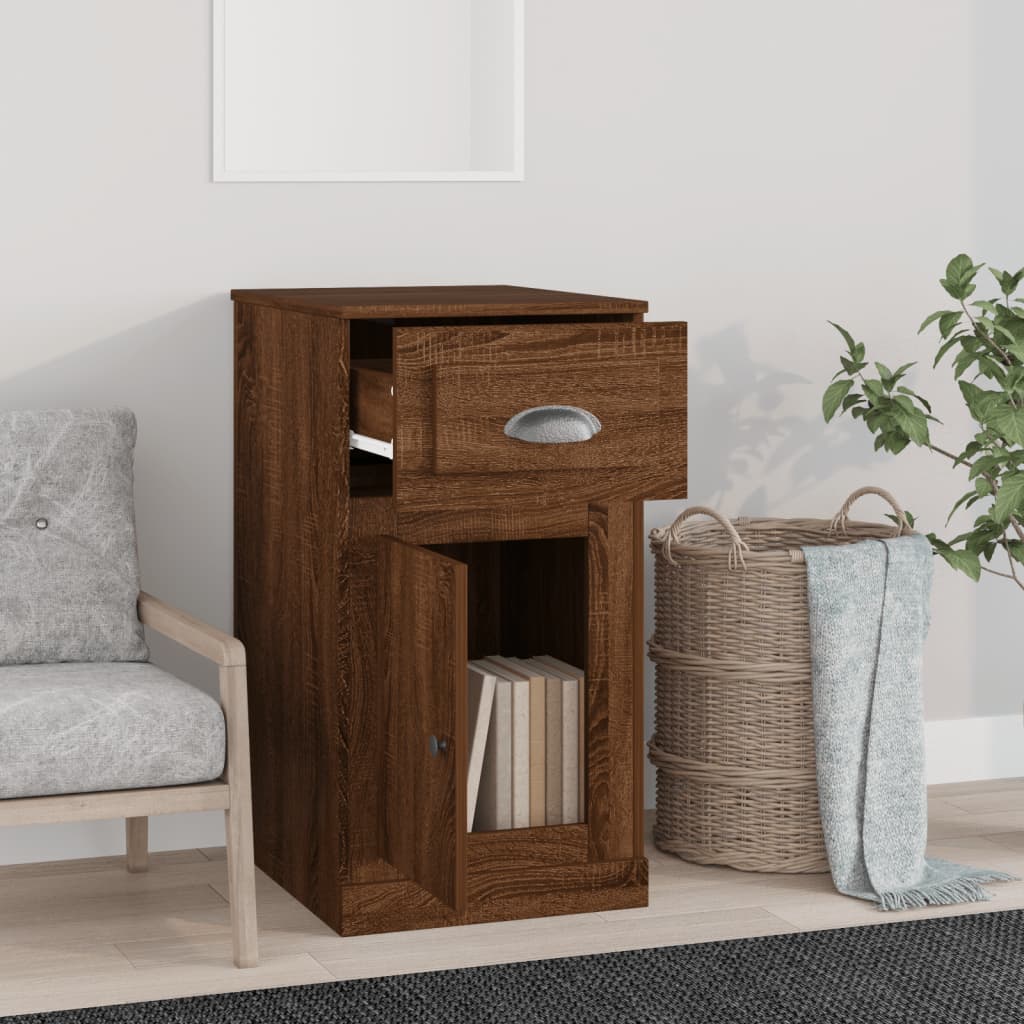 vidaXL Meuble d'appoint avec tiroir Marron aspect chêne 40x50x75 cm