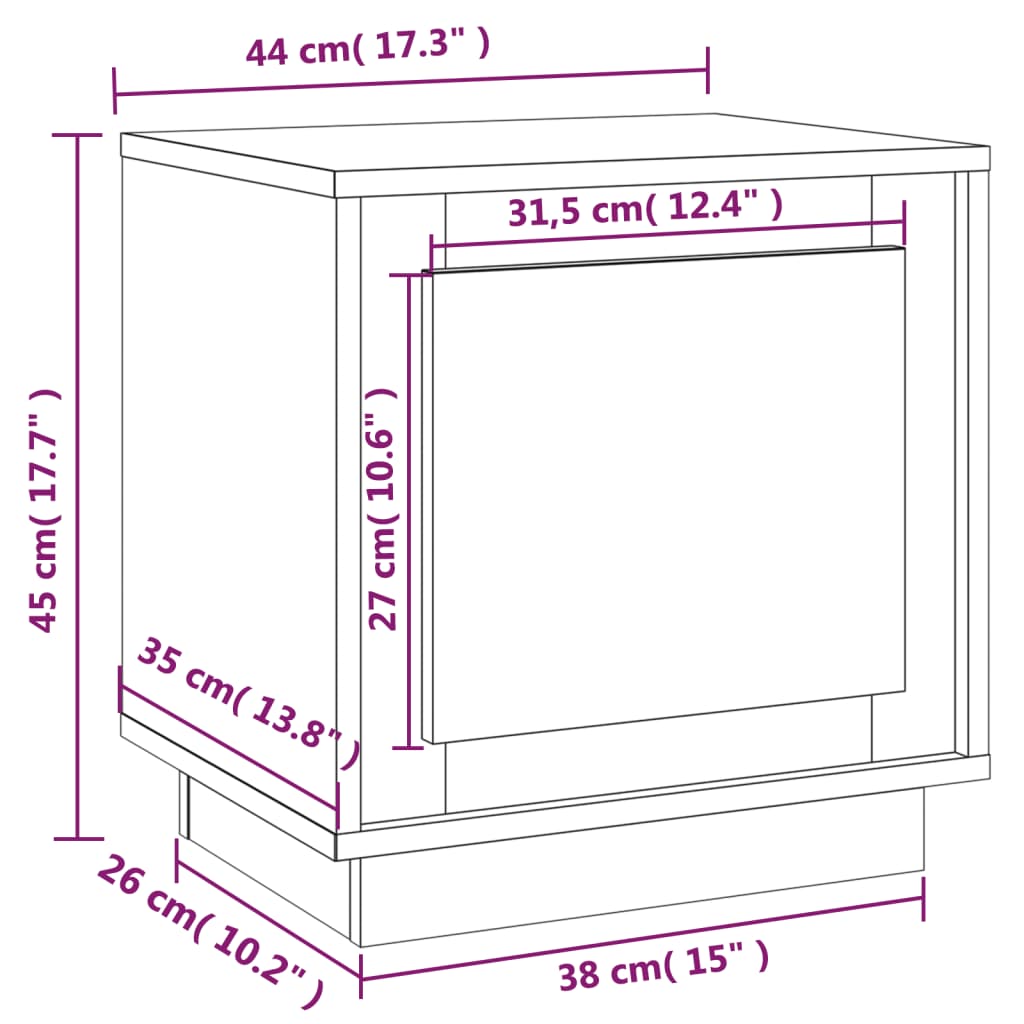 vidaXL Table de chevet gris béton 44x35x45 cm Aggloméré