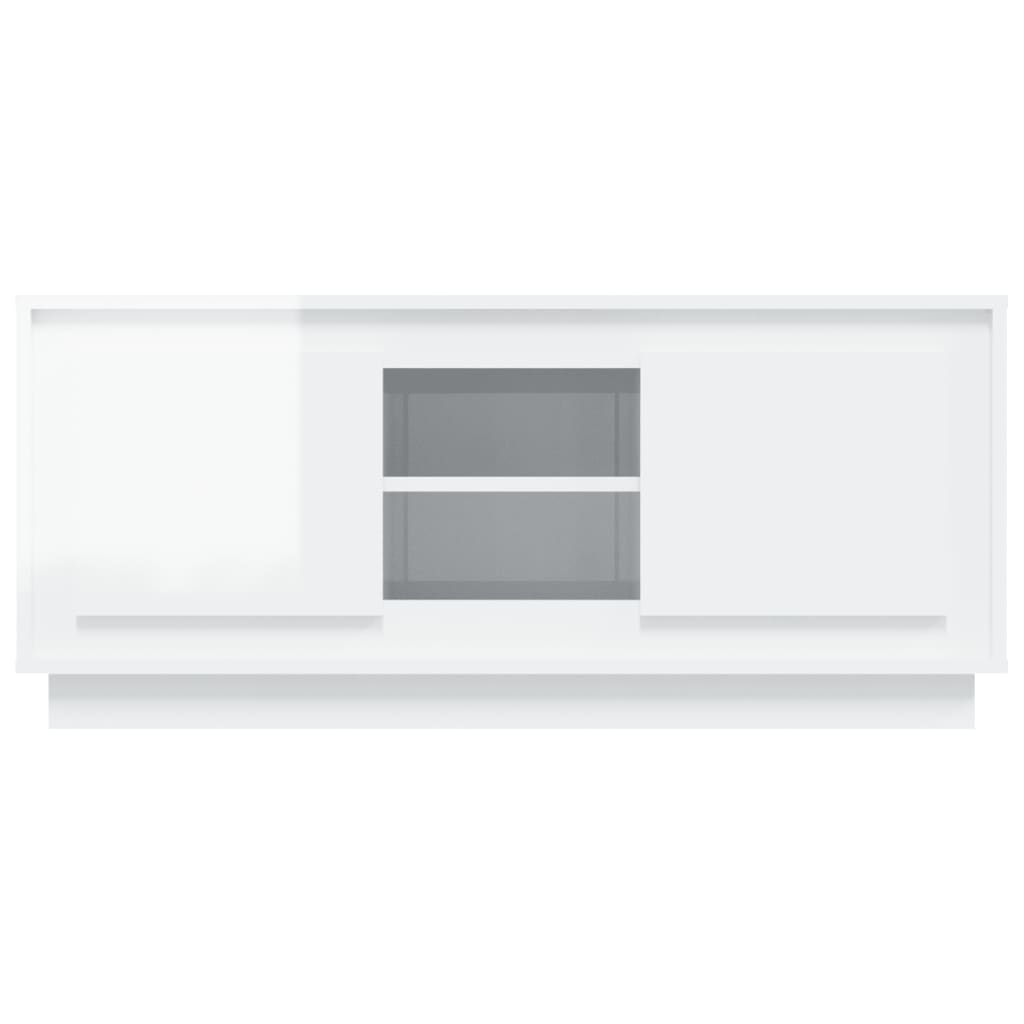 vidaXL Meuble TV Blanc brillant 102x35x45 cm Bois d'ingénierie