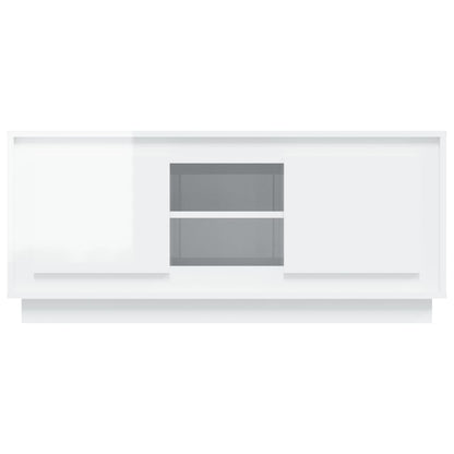 vidaXL Meuble TV Blanc brillant 102x35x45 cm Bois d'ingénierie