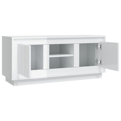 vidaXL Meuble TV Blanc brillant 102x35x45 cm Bois d'ingénierie