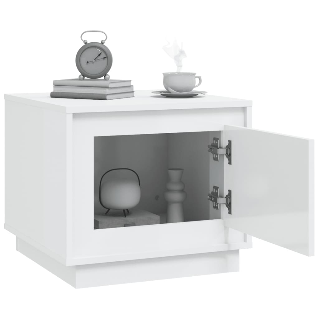 vidaXL Table basse blanc brillant 51x50x44 cm Aggloméré