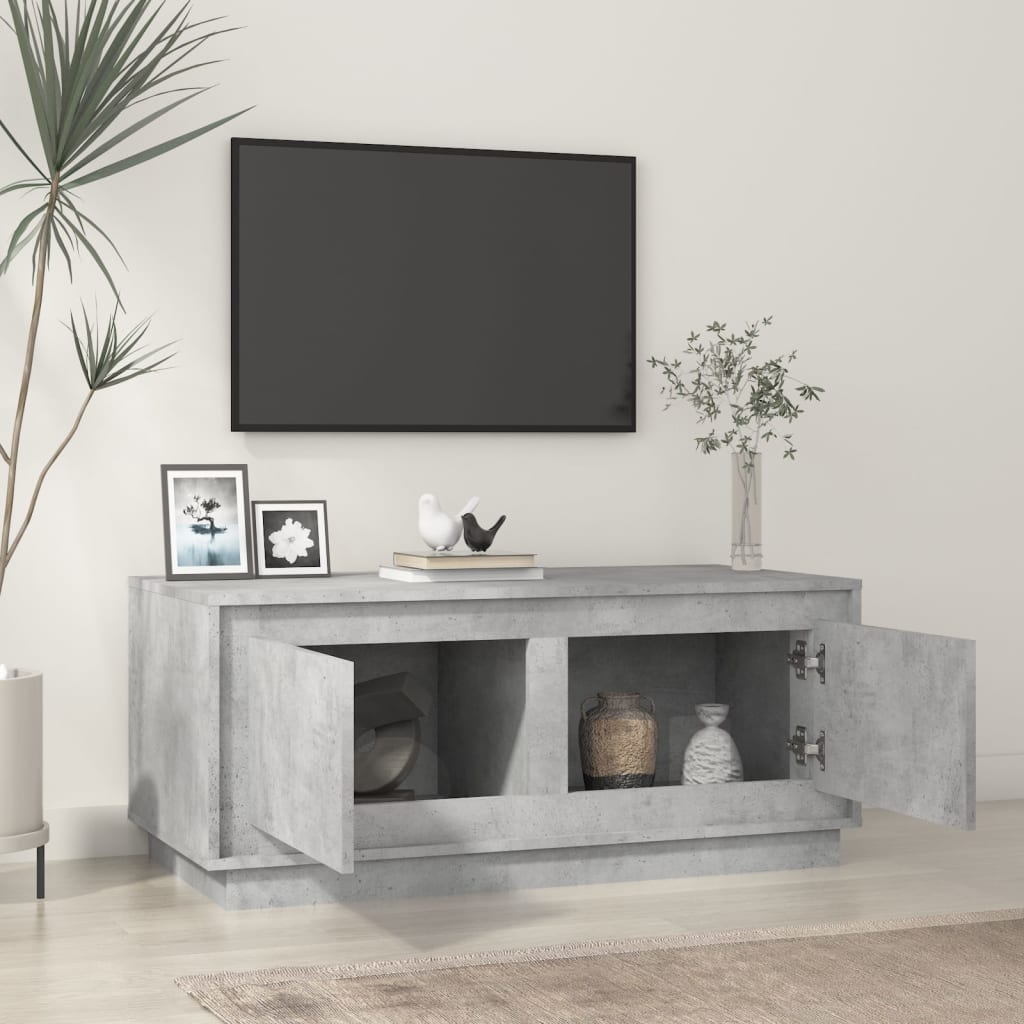 vidaXL Table basse gris béton 102x50x44 cm en bois d'ingénierie