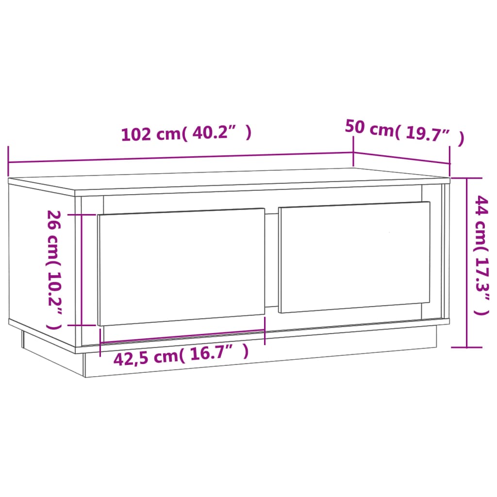 vidaXL Table basse marron aspect chêne 102x50x44 cm Aggloméré