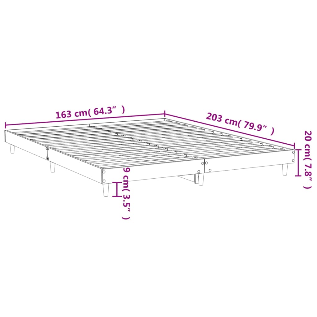 vidaXL Bettgestell ohne Matratze Braun Eiche 160x200 cm Holzwerkstoff
