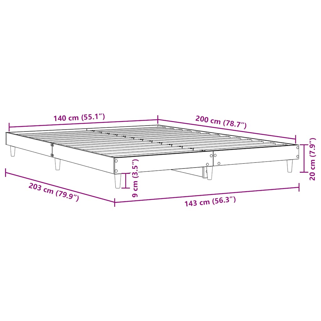 Bettgestell ohne Matratze Sonoma-Eiche 140x200 cm Holzwerkstoff
