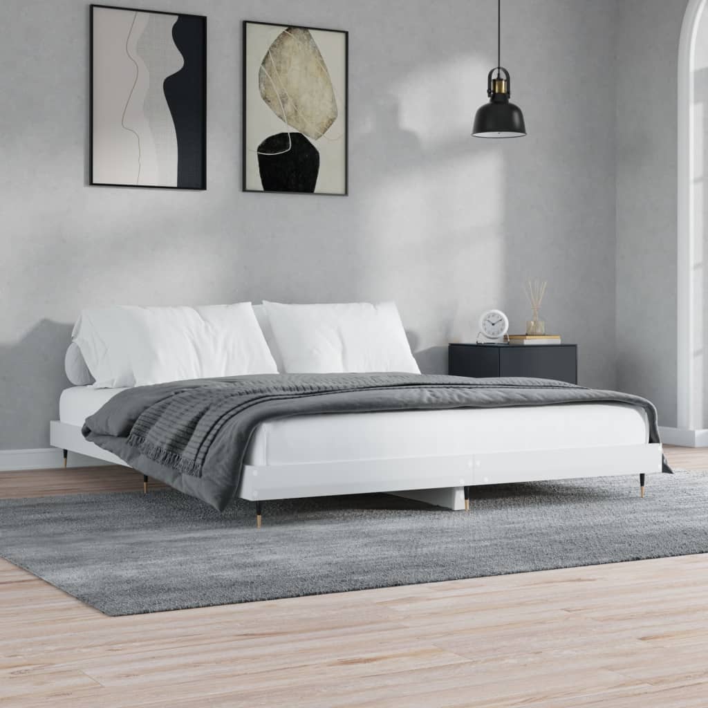 vidaXL Bettgestell Hochglanz-Weiß 180x200 cm Holzwerkstoff