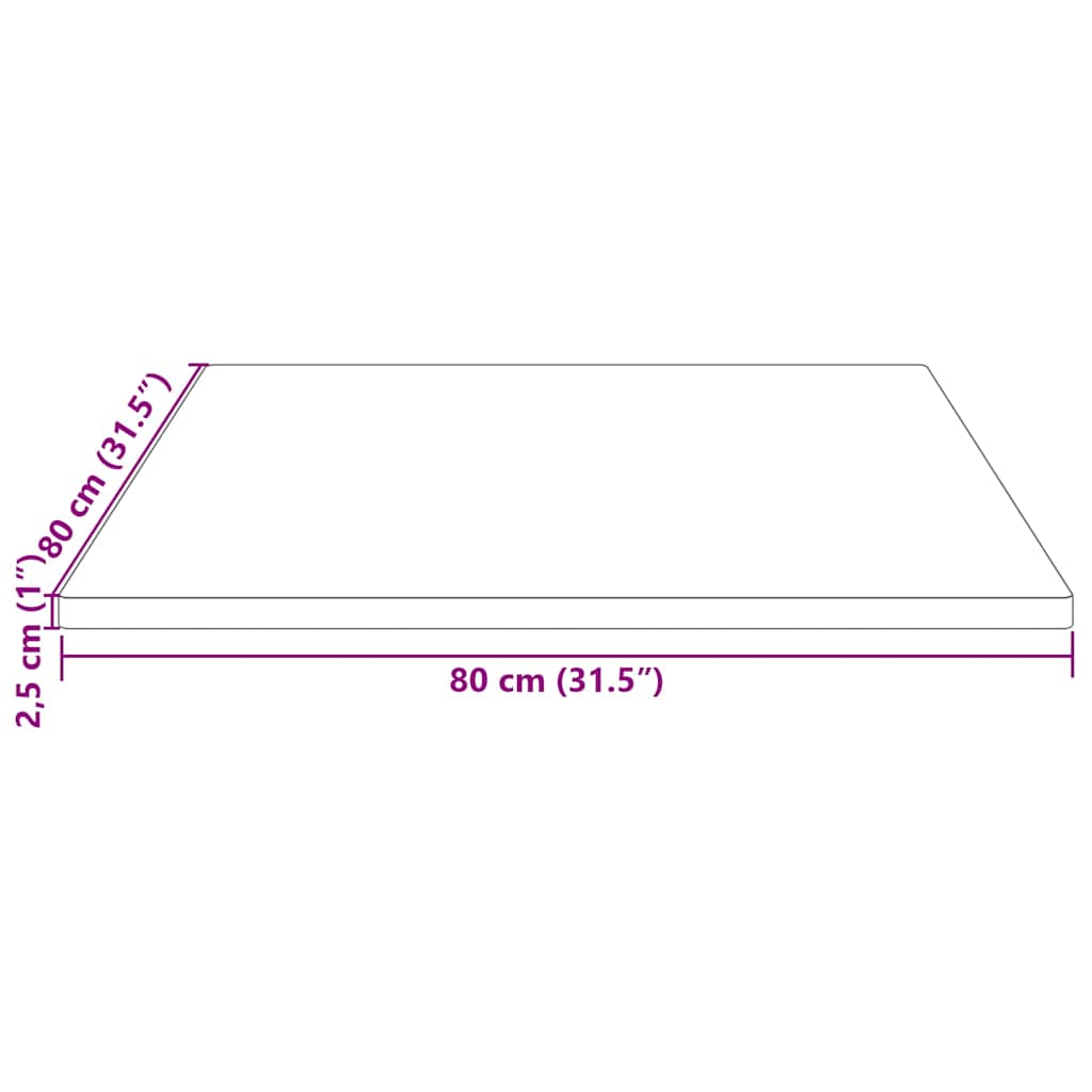 vidaXL Plateau de table Blanc 80x80x2,5 cm Bois de pin massif Carré