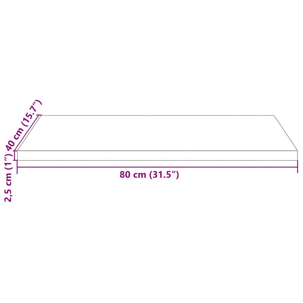 vidaXL Plateau de table Blanc 80x40x2,5 cm Bois de pin massif Rectangulaire
