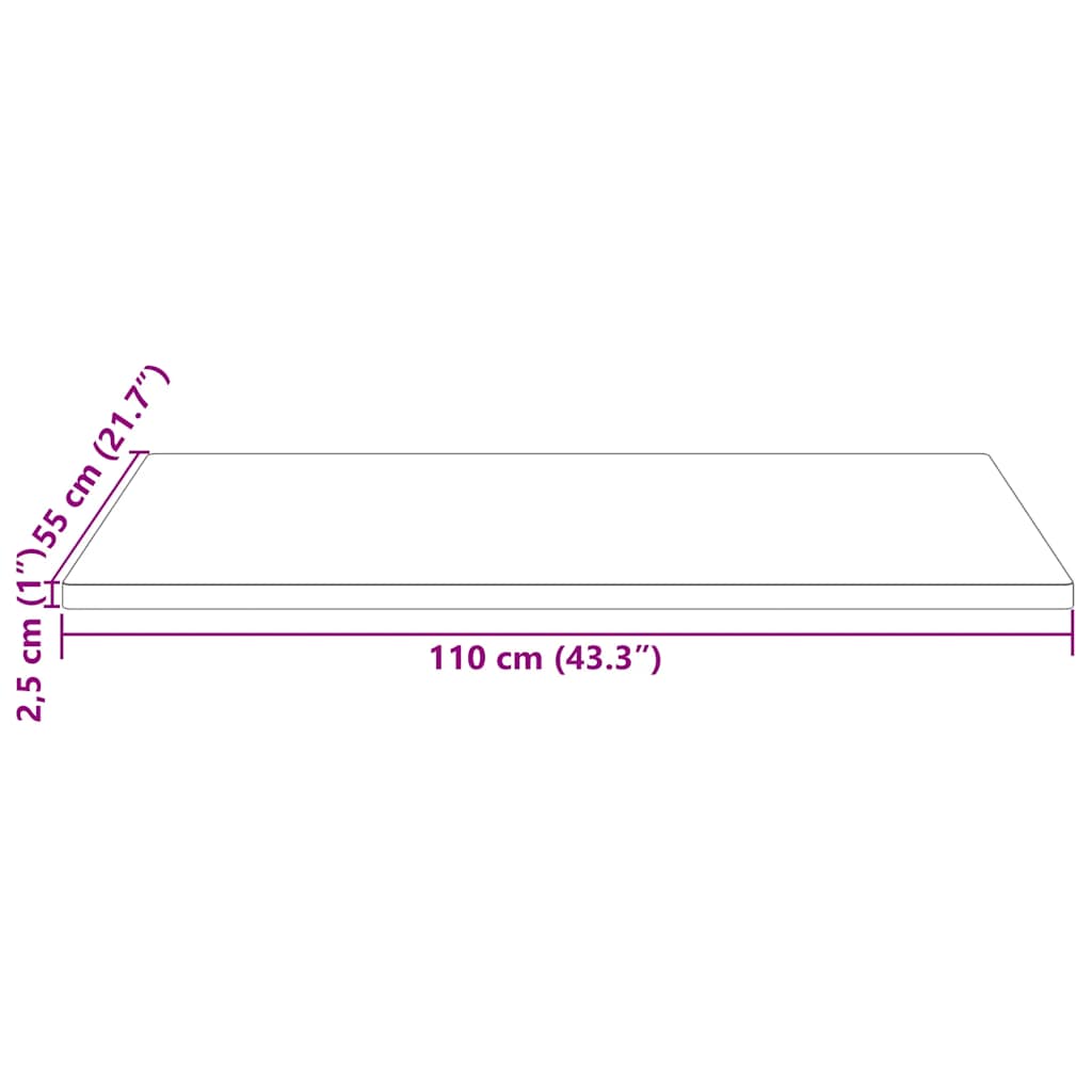 vidaXL Plateau de table 110x55x2,5 cm en pin massif Rectangulaire