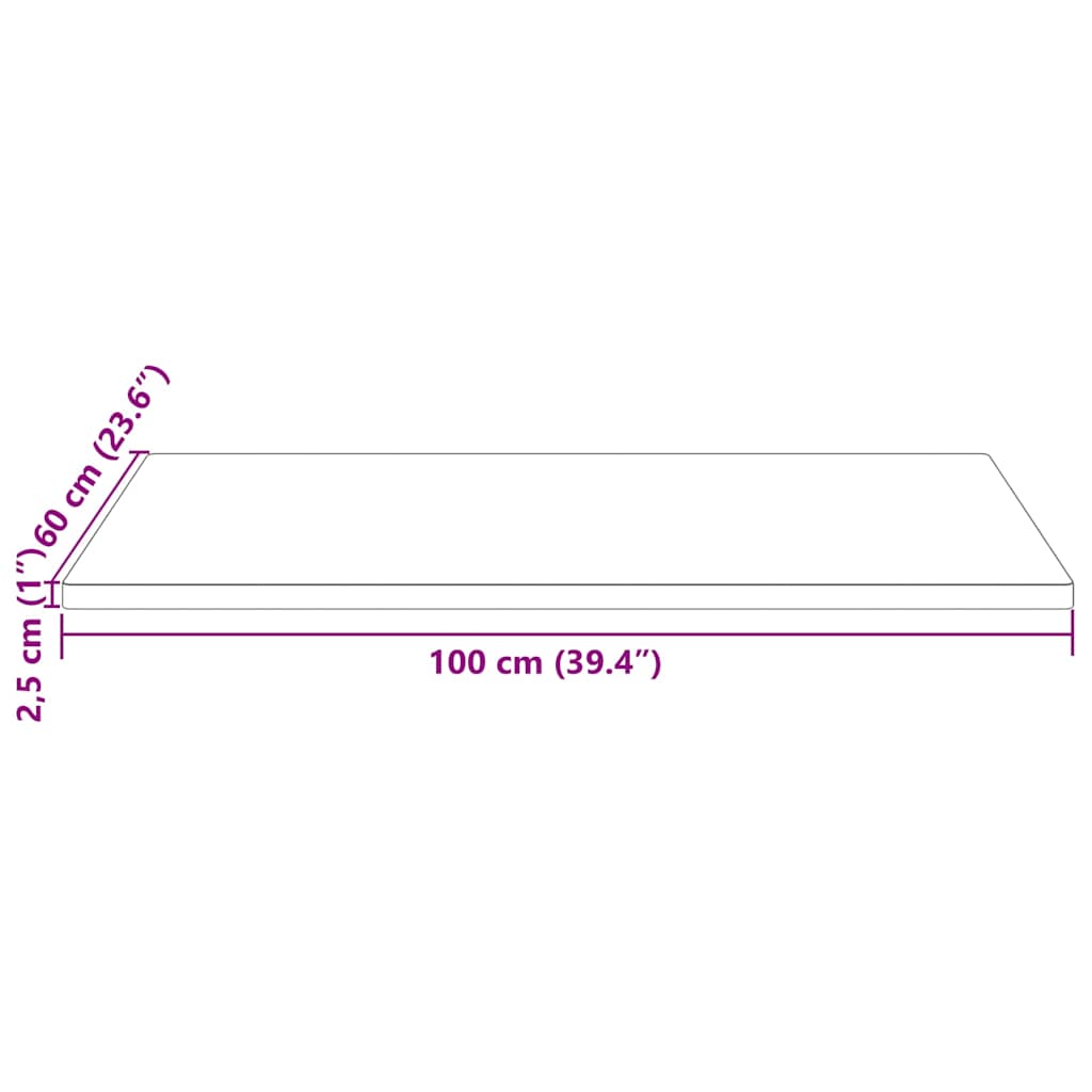 vidaXL Tischplatte 100x60x2,5 cm Massivholz Kiefer Rechteckig