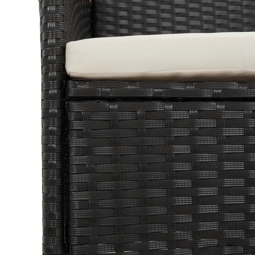 vidaXL 5-tlg. Garten-Essgruppe mit Kissen Schwarz Poly Rattan
