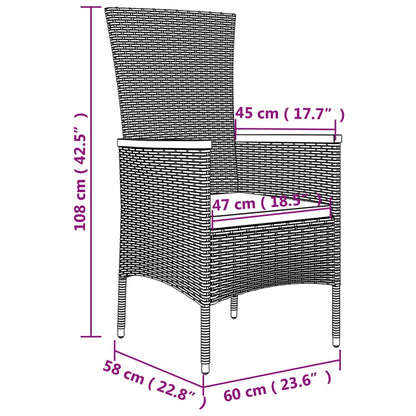 vidaXL 5-tlg. Garten-Essgruppe mit Kissen Schwarz Poly Rattan