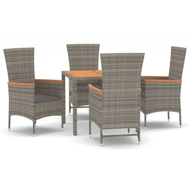 vidaXL Salon de jardin 5 pcs avec coussins Résine tressée Gris