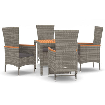 vidaXL Salon de jardin 5 pcs avec coussins Résine tressée Gris