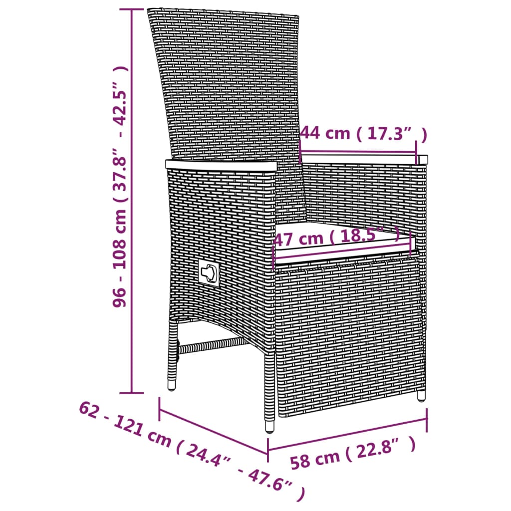 vidaXL 5-tlg. Garten-Essgruppe mit Kissen Grau Poly Rattan