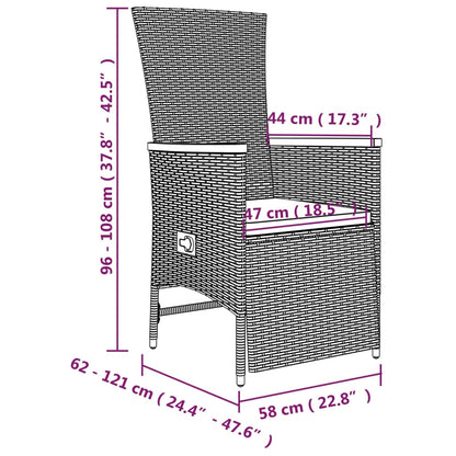 vidaXL 5-tlg. Garten-Essgruppe mit Kissen Grau Poly Rattan