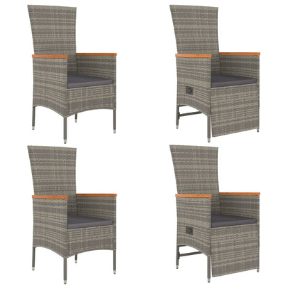 vidaXL 5-tlg. Garten-Essgruppe mit Kissen Grau Poly Rattan